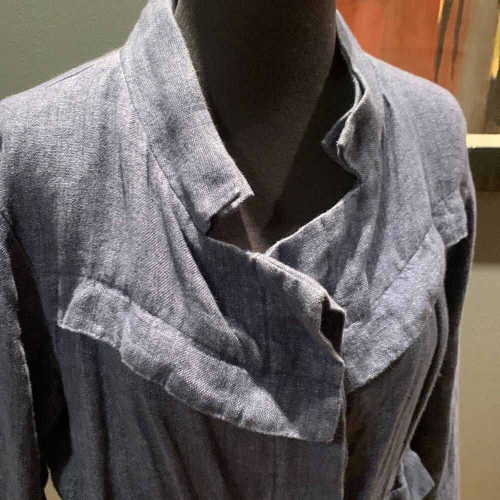 🎉🎊HOST PICK🎊🎉 Nanette Lepore navy 100% linen drawstring waist jacket, sz 6 - Picture 4 of 11